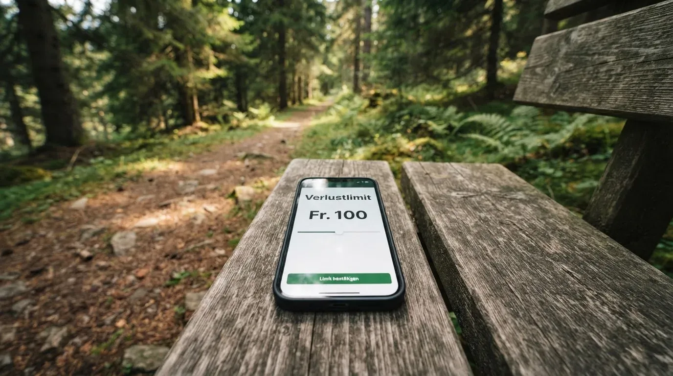 Eine Person von hinten auf einem Waldweg, die langsam zwischen hohen Tannen geht.