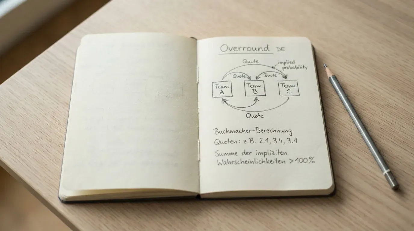 Ein aufgeschlagenes Notizbuch mit handgezeichneten Skizzen aus Kästchen und Pfeilen liegt neben einem Bleistift auf einem hellen Holztisch.